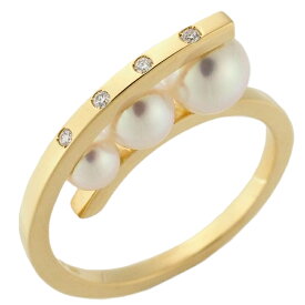 タサキ パール ダイヤ/0.03ct ア ファイン バランス リング K18YG 14号【中古】【JS1690】