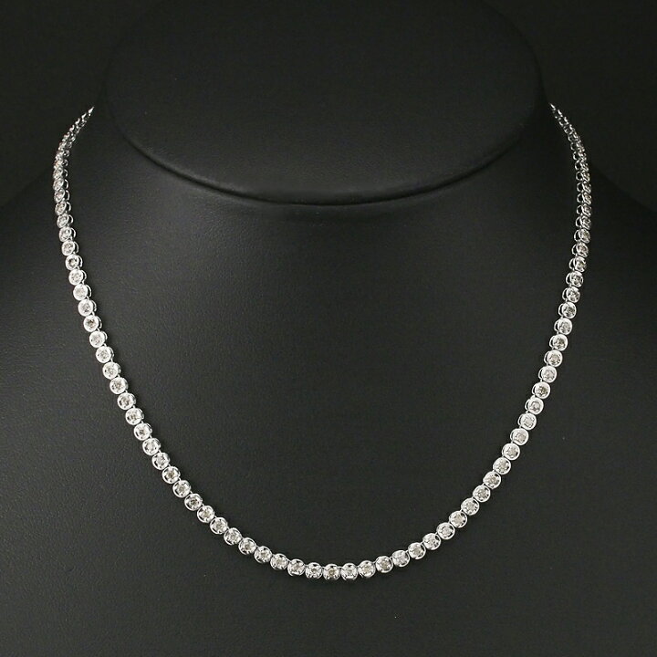 K18WG 天然 ダイヤモンド 2.00ct テニス ネックレス