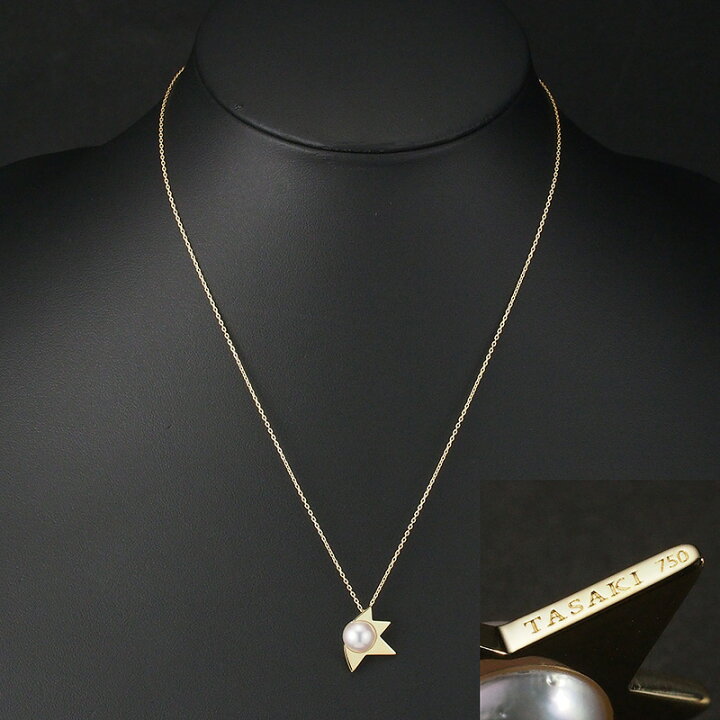 楽天市場】タサキ コメット パール ネックレス K18YG 箱付【中古  