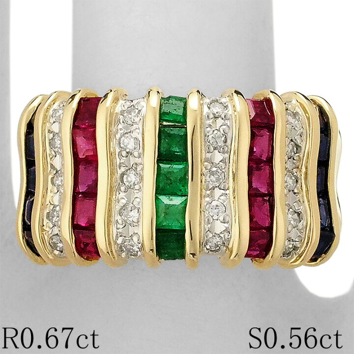 楽天市場】ルビー/0.67ct サファイア/0.56ct エメラルド/0.22ct ダイヤ 