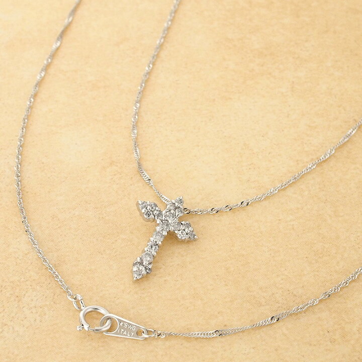 楽天市場】ダイヤモンド/0.30ct クロスモチーフ ネックレス K18WG  