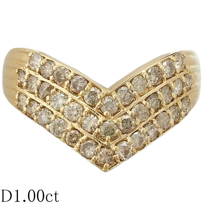 楽天市場】ダイヤモンド/1.00ct Vデザイン リング K18YG 19号【中古 