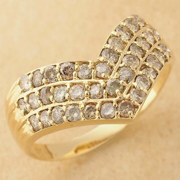 楽天市場】ダイヤモンド/1.00ct Vデザイン リング K18YG 19号【中古 