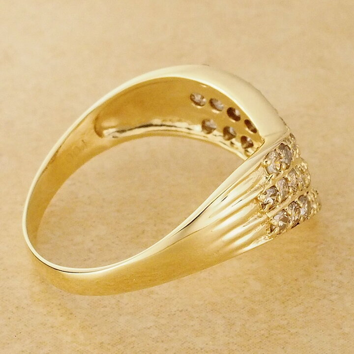 楽天市場】ダイヤモンド/1.00ct Vデザイン リング K18YG 19号【中古 