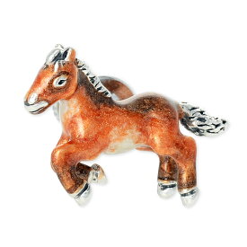 ピンバッチ 馬 シルバー イタリア SATURNO サツルノ ブラウン 人気 ブランド 対応 プレゼント