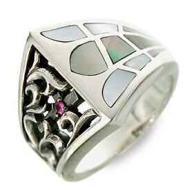 SAINTS Design セインツ シルバー リング 指輪 ルビー ホワイト 彼氏 メンズ プレゼント