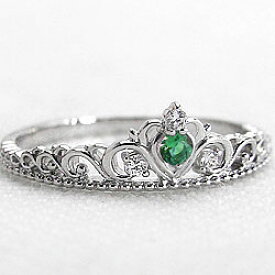 エメラルドリング ティアラリング カラーストーンリング 5月誕生石 10金 指輪 ホワイトゴールドK10 ピンキーリング ダイヤモンド ファランジリング ミディリング bs05 おすすめ ギフト プレゼント 受注製作 クリスマス
