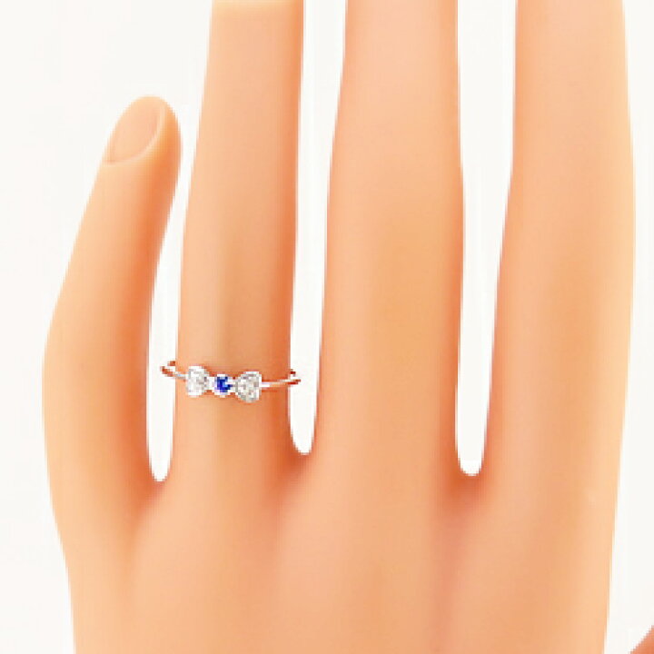 楽天市場】サファイアリング 9月誕生石 プラチナ リボン ハート  