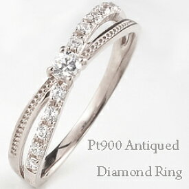 ダイヤモンドリング 指輪 レディース プラチナ Diamond クロスデザイン Pt900 アンティーク ピンキーリング ダイヤリング おすすめ ギフト プレゼント 受注製作
