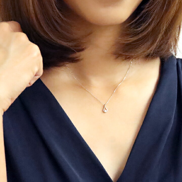 楽天市場】プラチナ ティアドロップ ダイヤモンド ネックレス しずく 