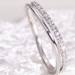 楽天市場ウェーブデザイン プラチナリング 2連 指輪 ダイヤモンド