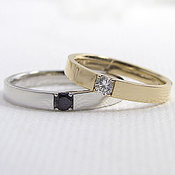 楽天市場結婚指輪 ゴールド 一粒ダイヤモンド ブラックダイヤモンド