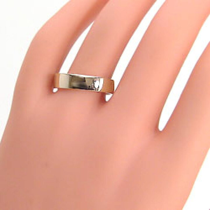 楽天市場】結婚指輪 ゴールド 一粒ダイヤモンドリング 0.2ct 平打ち 