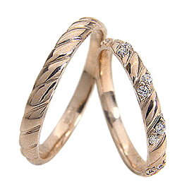 結婚指輪 ゴールド ダイヤモンド ペアリング ピンクゴールド18 マリッジリング 18金 2本セット ペア 文字入れ 刻印 可能 婚約 結婚式 ブライダル ウエディング おすすめ プレゼント