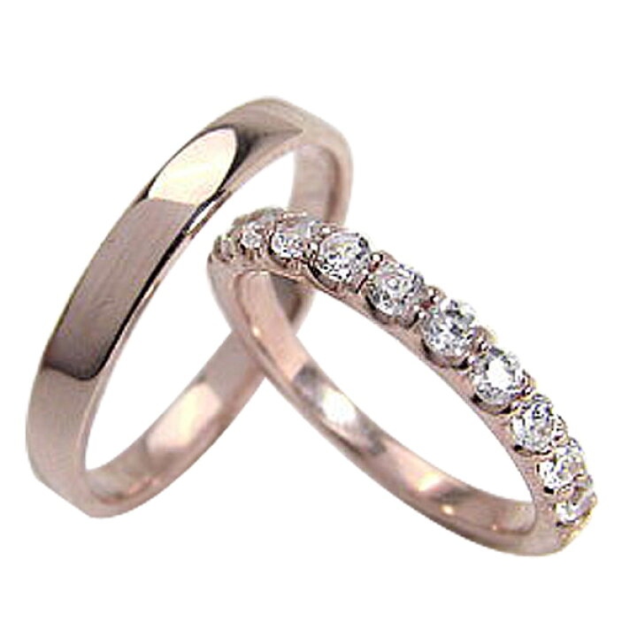 楽天市場】ハーフエタニティペアリング 天然ダイヤモンド0.50ct ピンク 