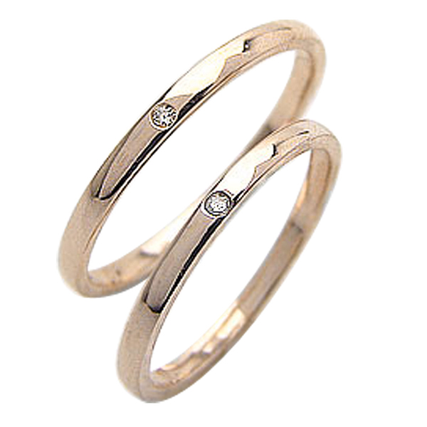 結婚指輪 一粒ダイヤモンド ペアリング シンプル ピンクゴールドK10