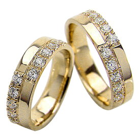 結婚指輪 ゴールド クロス ダイヤモンド 幅広 ペアリング イエローゴールドK10 マリッジリング 10金 2本セット ペア 文字入れ 刻印 可能 婚約 結婚式 ブライダル ウエディング おすすめ ギフト プレゼント 受注製作