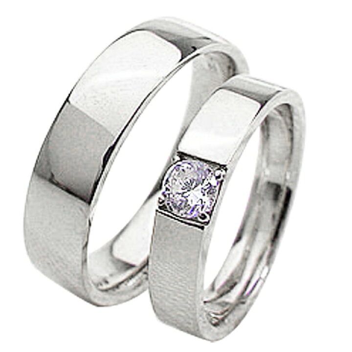 楽天市場】結婚指輪 プラチナ 一粒ダイヤモンドリング 0.2ct 平打ち 