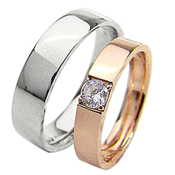 楽天市場】結婚指輪 ゴールド 一粒ダイヤモンドリング 0.2ct 平打ち 