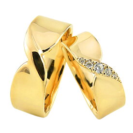 結婚指輪 ゴールド 無限 リボン ダイヤモンド ペアリング 18金 マリッジリング 2本セット ペア 文字入れ 刻印 可能 婚約 結婚式 ブライダル ウエディング おすすめ プレゼント