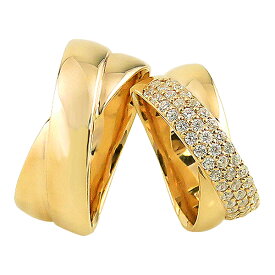 結婚指輪 ゴールド K18 ペアリング 2本セット パヴェ ダイヤモンド クロス 交差 18金 マリッジリング 2本セット ペア 文字入れ 刻印 可能 婚約 結婚式 ブライダル ウエディング おすすめ ギフト プレゼント 受注製作