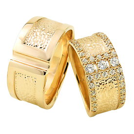結婚指輪 ゴールド ダイヤモンド デザインリング K10 幅広 ペアリング 10金 マリッジリング 2本セット ペア 文字入れ 刻印 可能 婚約 結婚式 ブライダル ウエディング おすすめ ギフト プレゼント 受注製作