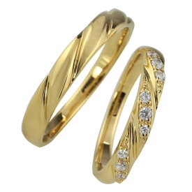 結婚指輪 ゴールド ダイヤモンド ペアリング 10金 マリッジリング 2本セット ペア 文字入れ 刻印 可能 婚約 結婚式 ブライダル ウエディング おすすめ ギフト プレゼント 受注製作