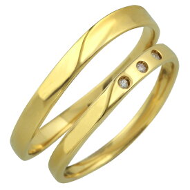 結婚指輪 ゴールド トリロジー ダイヤモンド ウェーブ ペアリング 10金 マリッジリング 2本セット ペア 文字入れ 刻印 可能 婚約 結婚式 ブライダル ウエディング おすすめ ギフト プレゼント 受注製作
