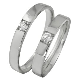 結婚指輪 プラチナ 一粒石 ダイヤモンド ペアリング Pt900 2.5mm幅 マリッジリング 2本セット ペア 文字入れ 刻印 可能 婚約 結婚式 ブライダル ウエディング おすすめ ギフト プレゼント 受注製作