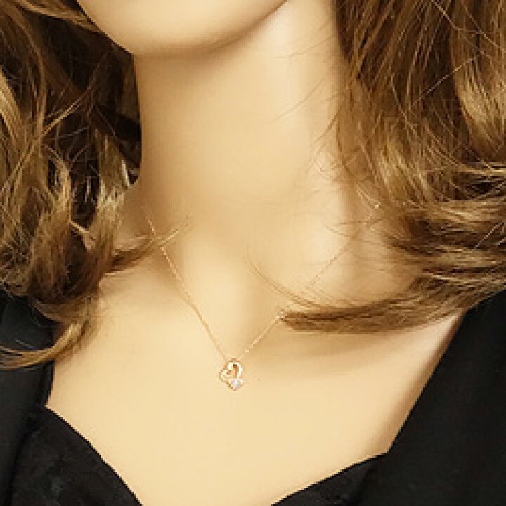楽天市場】オープンハート ネックレス ダイヤモンド ピンクゴールドK10  