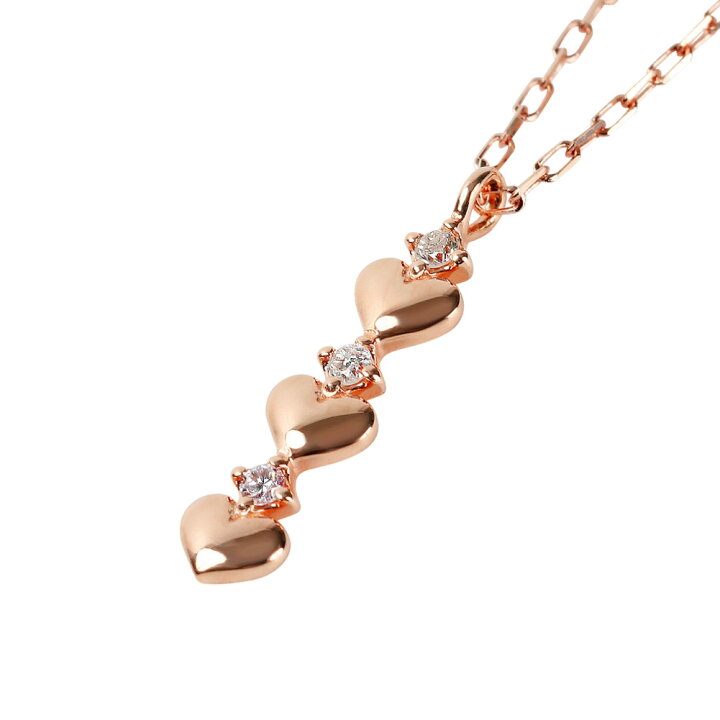 楽天市場】ハート ネックレス 18金 3石 スリーストーン ダイヤモンド  