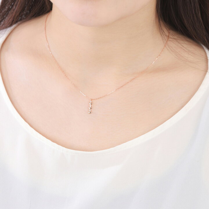 楽天市場】ハート ネックレス 18金 3石 スリーストーン ダイヤモンド  