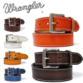 【PT10倍】 Wrangler ラングラー サイドステッチ ハンドメイド ステッチ カラーベルト レザー ベルト メンズ カット可 本革 カジュアル バックル [Lot/WR3068] 天然皮革 ベーシック ジーンズ チノパン パンツ かっこいい 大人 カジュアル 通勤 通学 プレゼント ギフト