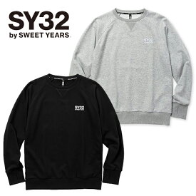 SY32 by SWEETYEARS エスワイサーティトゥ ベーシックデザイン クルーネック スウェット メンズ ロゴ シンプル トレーナー 長袖 ブランド 黒 ブラック グレー TNS1772 プレゼント ギフト