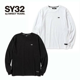 SY32 by SWEETYEARS エスワイサーティトゥ ミニメタリックタグ ロンT Tシャツ tシャツ 胸ロゴ 長袖 プリント トップス ロンt 長袖 黒 白 メンズ 男性 ブランド 13024J プレゼント ギフト