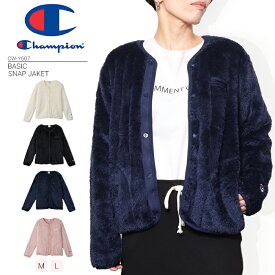 【PT10倍】 【20％OFF】 チャンピオン Champion ウィメンズ スナップ ジャケット 23FW CW-Y607 レディース ホワイト ブラック ネイビー ピンク もこもこ カジュアル かわいい 無地 秋 冬 長袖 静電気 ロゴ きれいめ プレゼント ギフト