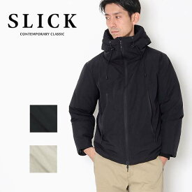 【10％OFF】 SLICK スリック ナイロン 2レイヤー ダウンジャケット メンズ ブランド シンプル キレイめ 暖かい アウター 冬 黒 ブラック フード ダウン 撥水 保温 防風 ジップ 大人 紳士 5165739 プレゼント ギフト