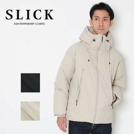 【PT10倍】 【10％OFF】 SLICK スリック ナイロン 2レイヤー ダウンジャケット メンズ ブランド シンプル キレイめ 暖かい アウター 冬 黒 ブラック フード ダウン 撥水 保温 防風 ジップ 大人 紳士 5165739 プレゼント ギフト