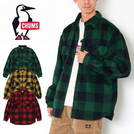 【10倍】【10％OFF】 CHUMS チャムス シャギーチェックCPOジャケット CH04-1355 チェック シャツ 襟付き ジャケット アウター 暖かい メンズ 男性 ネルシャツ 羽織り 柄 胸ポケット 長袖シャツ 起毛 ブロックチェック