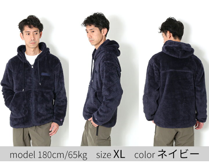 楽天市場】もこもこ ボアブルゾン Champion FLEECE ZIP HOODED JACKET 
