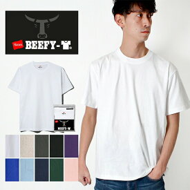 Hanes ヘインズ ビーフィー H5180 Tシャツ 半袖 メンズ パックT ブランド 丸首 クルーネック BEEFY-T 無地 白 黒 シンプル 丈夫 下着 インナー アンダーウェア ヘビーオンス 厚手 透けない プレゼント 厚手