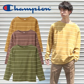 【50％OFF】Champion チャンピオン ボーダー 長袖 Tシャツ ロングスリーブTシャツ C3-S423 メンズ ロンT トップス コットン ロゴ カジュアル おしゃれ 春 ラク ボーダー カラーボーダー プレゼント ギフト