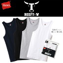 Hanes ヘインズ BEEFY-T ビーフィー タンクトップ リブ HM3-R102 メンズ 綿 肌着 下着 インナー ノースリ リブタンク ブラック ホワイト ヘビーウェイト タフ 耐久性 快適 ストレッチ フィット 春 夏 白 黒 父の日