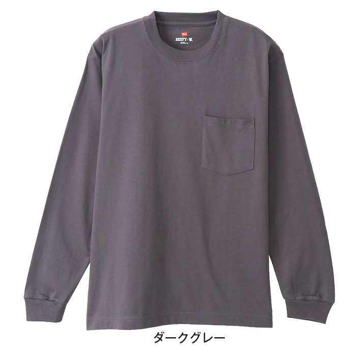 [HANES]ヘインズ HENLY NECK ロング Tシャツ (HM4-S104)(370) ネイビー[取寄商品]
