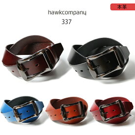 【10％OFF】HawkCompany ホークカンパニー h.k.c. 本革 レザー ベルト 牛革 ブラックメタルバックル [Lot/337] メンズ シンプル 大人 長さ調節可能 カジュアル ジーンズ パンツ プレゼント ギフト