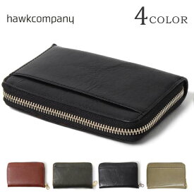 【10倍】HawkCompany ホークカンパニー h.k.c. レザー ラウンドジップ ウォレット [Lot/7252・7246] 財布 ラウンドジップウォレット ラウンドジップ 折り畳み 本革 革 レザー コンパクト 定番 メンズ 男性 ブランド 丈夫 黒 茶色 緑 プレゼント ギフト