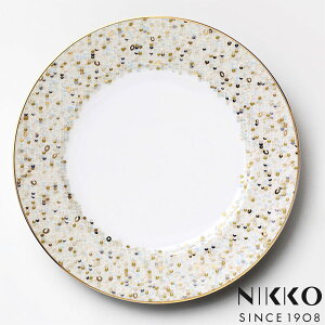 NIKKO(ニッコー) SPANGLES(スパングルス) 30cmプレート 〈12471-1010〉 食器 皿 パスタ メイン 大皿 丸皿 プロ仕様 スパンコール 金 ゴールド 白 ホワイト 食洗機可