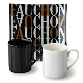 トレー付ペアマグセット Black & White 〈FA80-13P〉 FAUCHON フォション 食器 マグカップ 皿