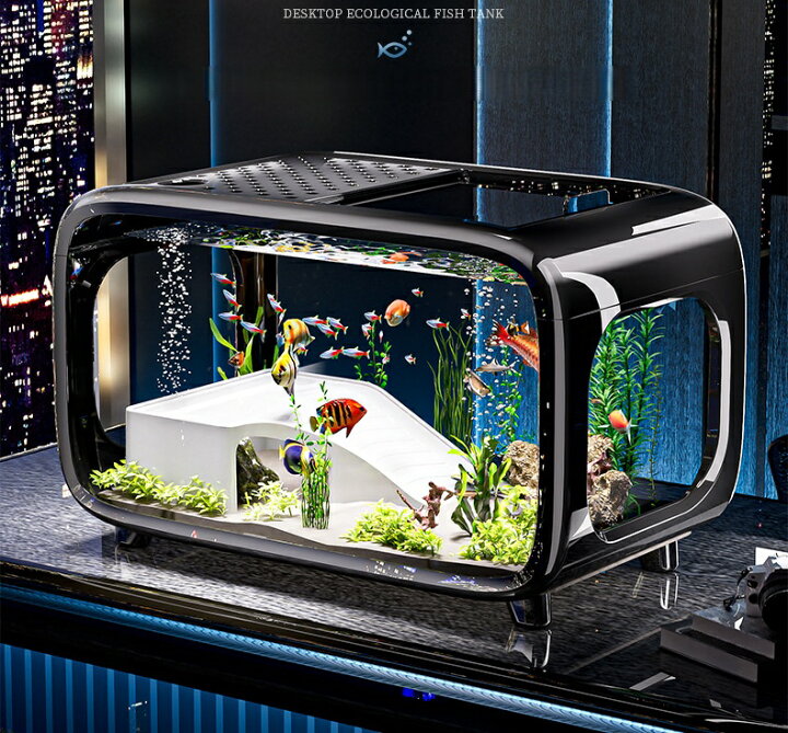 楽天市場】水槽 ミニ水族館 アクアリウム デスクトップ魚タンク 給餌口 