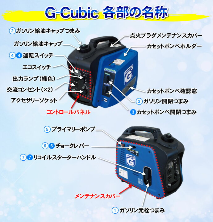 楽天市場】【静音】 発電機 KG-101 ニチネン インバーター式 G-cubic 